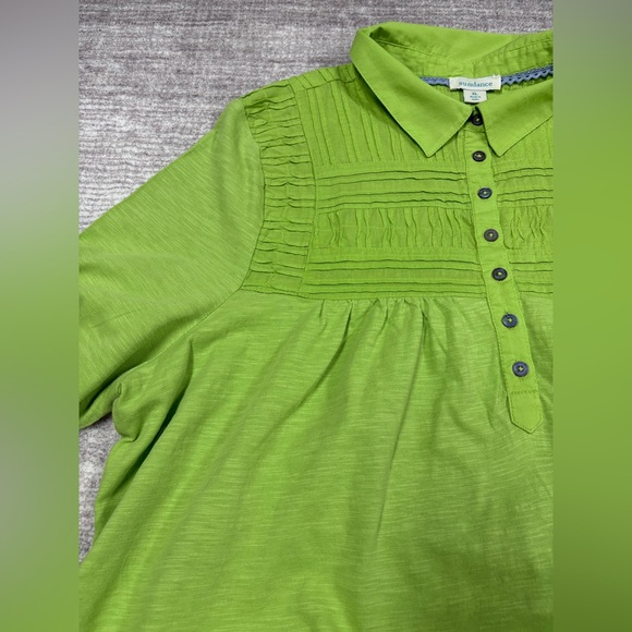 Sundance Womens Short Sleeve Cotton Top Size XL Green Lightweight Normcore Flowy - Picture 6 of 8